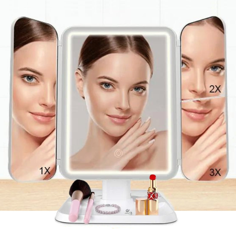 Miroir de maquillage professionnel - 101 x 81 cm - Rétroéclairage par LED